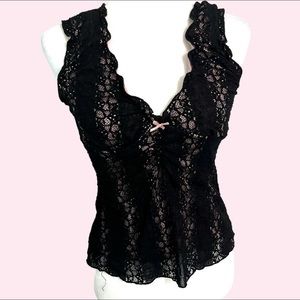 Y2K lace sheer babydoll top